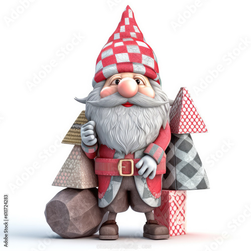 Isolated Christmas gnome on a copyspace background. Christmas celebration concept. Generative AI © JuanM