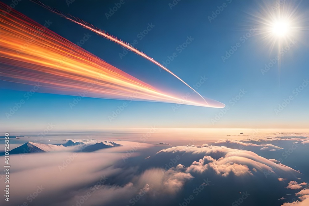 flying over the clouds