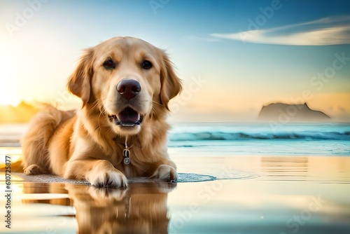 golden retriever on the beach