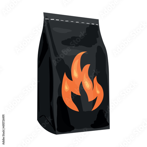 Paper bag with charcoal on white background
