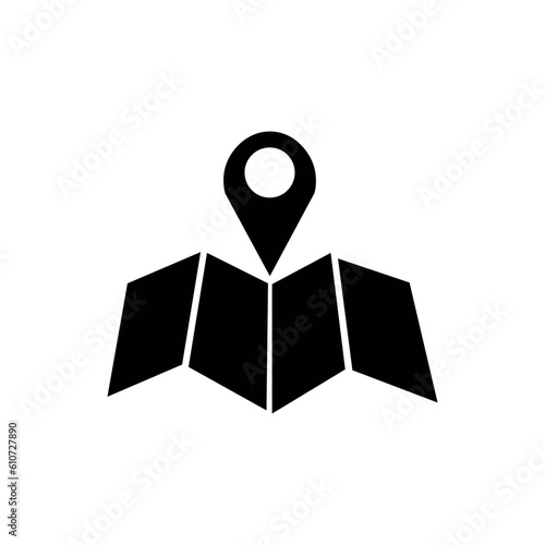 Map with location pointer on white background