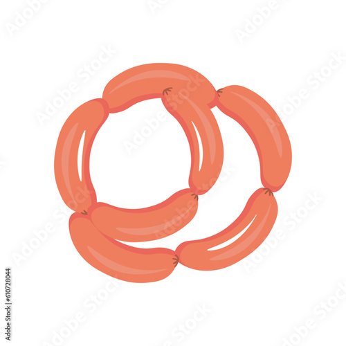 Tasty sausages on white background