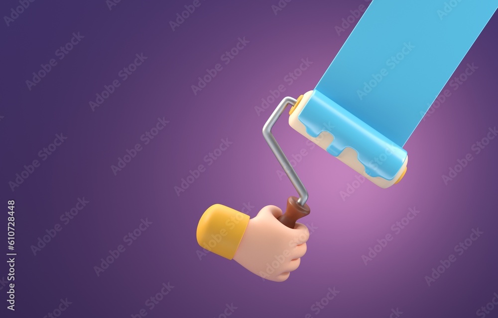 Painting with Paint Roller. 3D Illustration Painting with Paint Roller. 3D Illustration