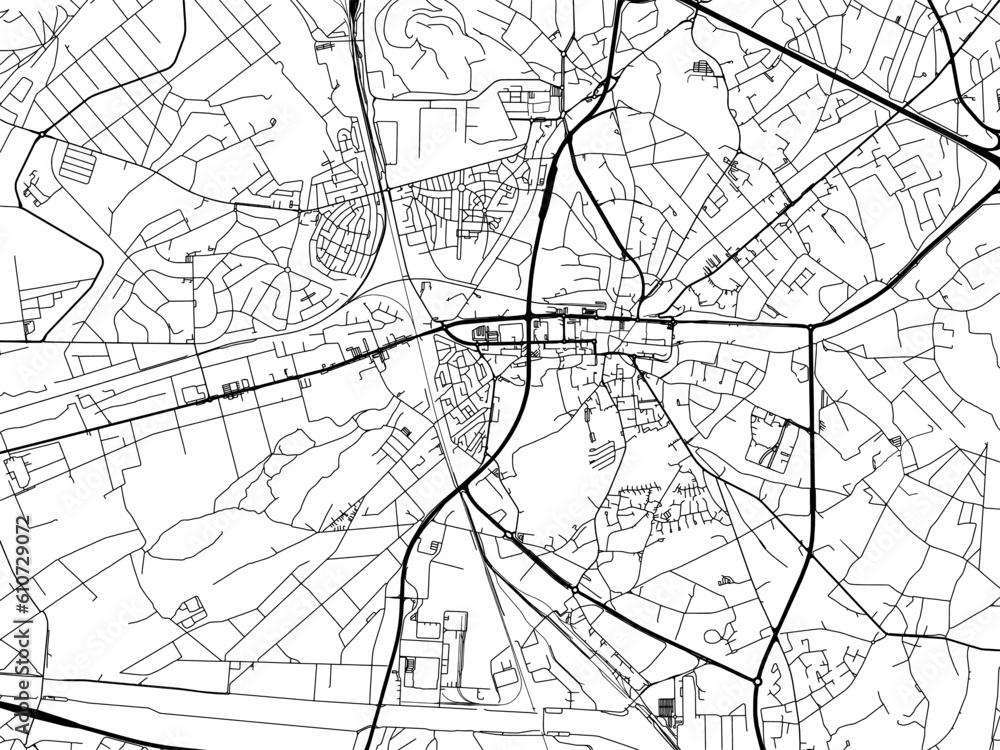 Vector road map of the city of  Genk in Belgium on a white background.