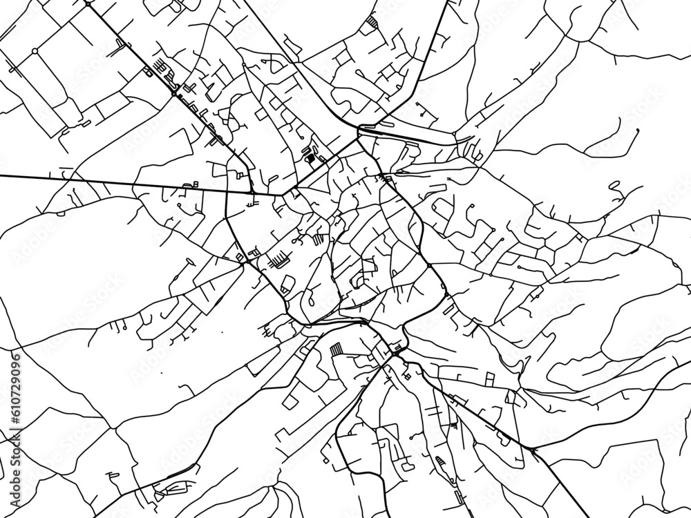 Vector road map of the city of  Eupen in Belgium on a white background.