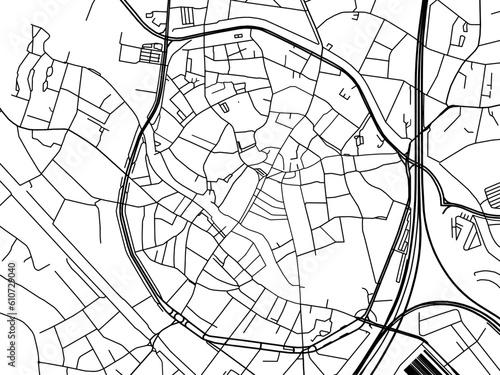 Vector road map of the city of  Mechelen Centrum in Belgium on a white background.