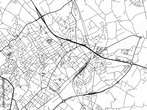 Vector road map of the city of  Mouscron in Belgium on a white background.
