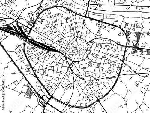 Vector road map of the city of  Hasselt in Belgium on a white background.