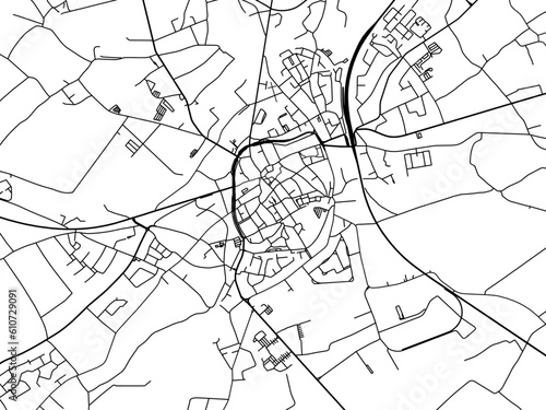 Vector road map of the city of  Tongeren in Belgium on a white background.