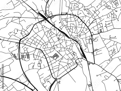 Vector road map of the city of  Aalst in Belgium on a white background.