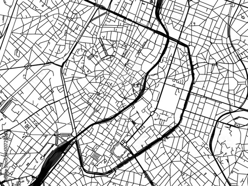 Vector road map of the city of  Brussel Centrum in Belgium on a white background.