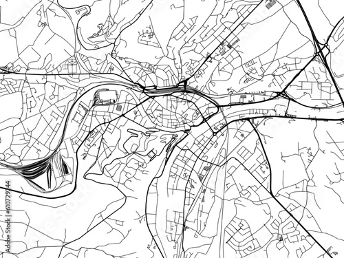 Vector road map of the city of  Namur in Belgium on a white background.