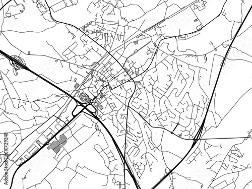 Vector road map of the city of  Wavre in Belgium on a white background.