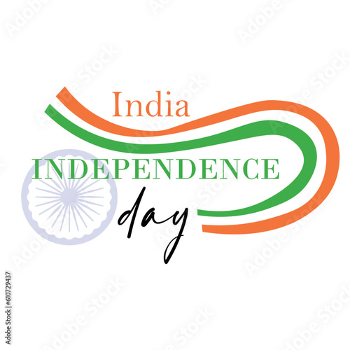 Text INDIA INDEPENDENCE DAY and ribbon on white background