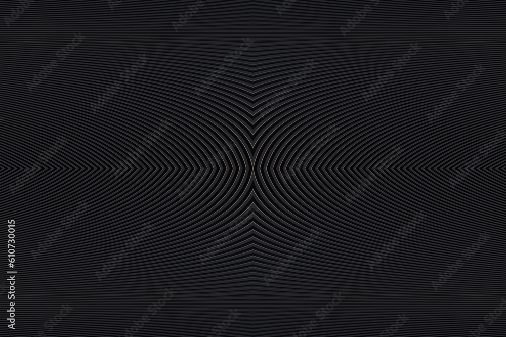 Black design for website, poster, brand identity, presentation template. Grey line curve design on abstract black background. Dark horizontal template or banner, business backdrop. 3D illustration Black design for website, poster, brand identity, presentation template. Grey line curve design on abstract black background. Dark horizontal template or banner, business backdrop. 3D illustration