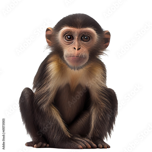Fotografija realistic picture cute baby monkey On a white background, easy to use