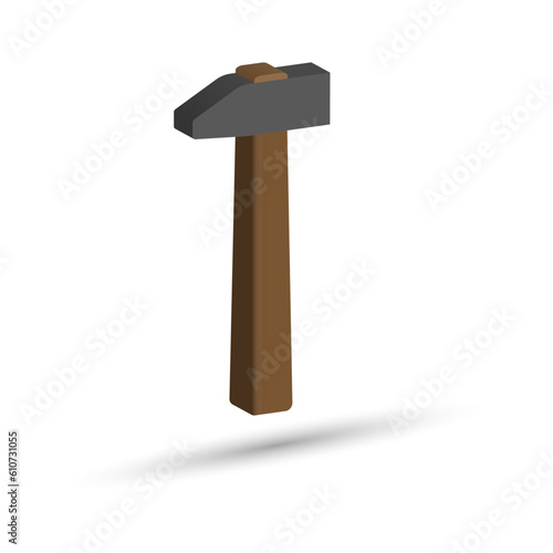 hand tool. Three-dimensional vector illustration of a hammer