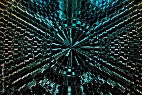 Wallpaper Mural 3d rendering illustration of metallic circle lines. Torontodigital.ca