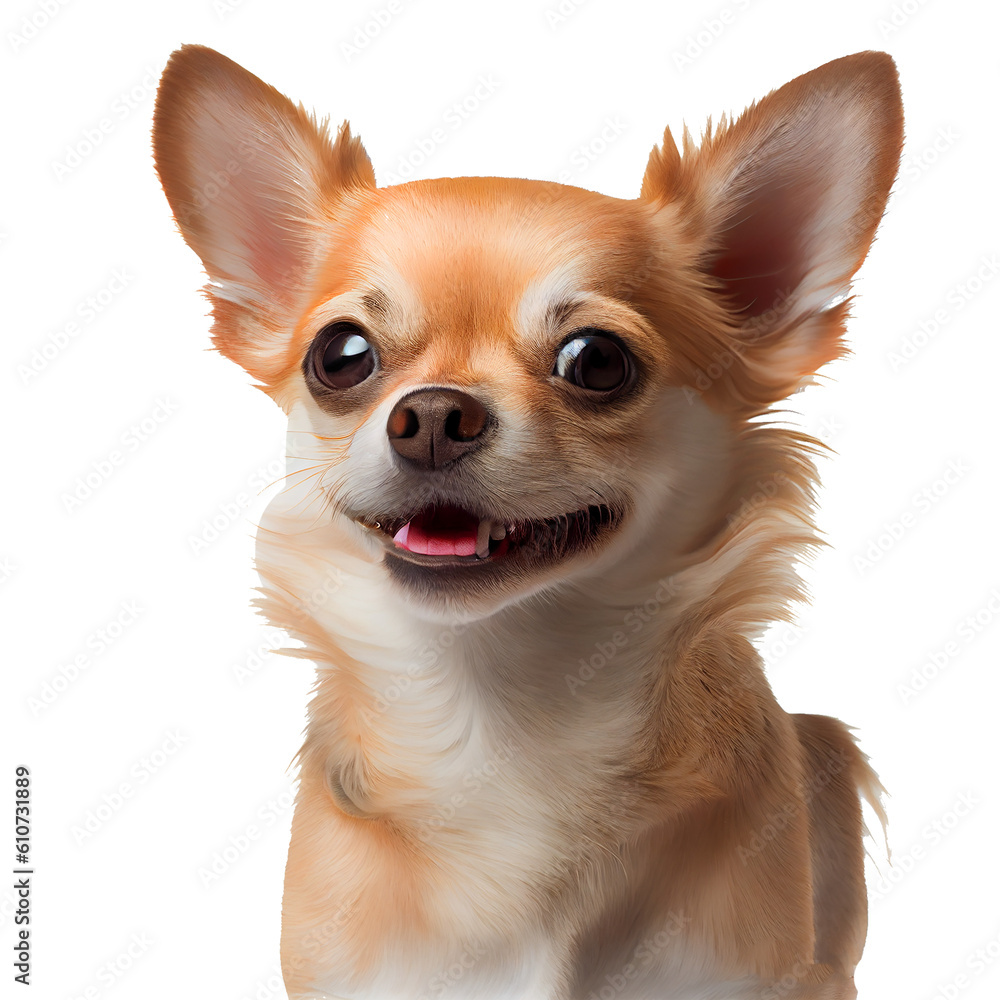 Smiling Chihuahua on transparent background PNG. Happy dog smiling on transparent background.