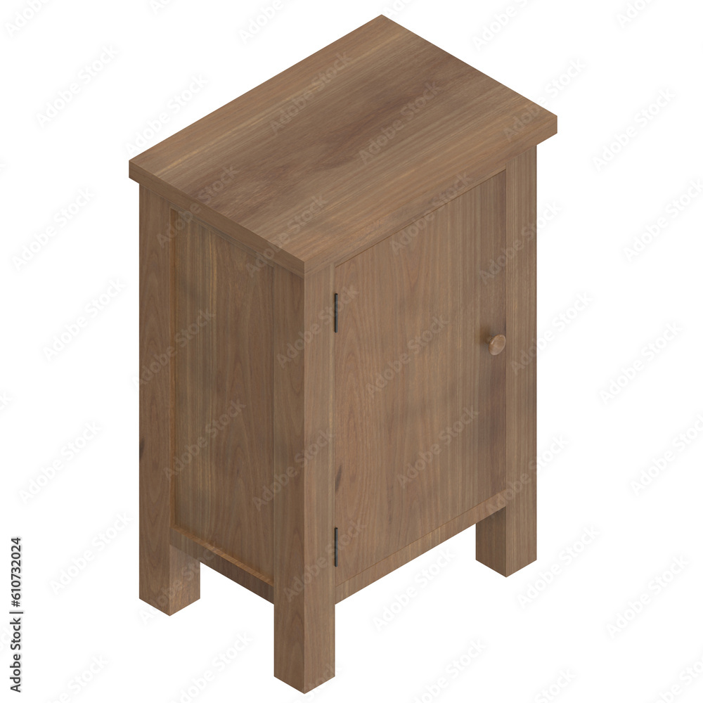 3D rendering illustration of a small 1 door cabinet 3D rendering illustration of a small 1 door cabinet