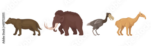 Different Extinct Prehistoric Animals and Beast Vector Set