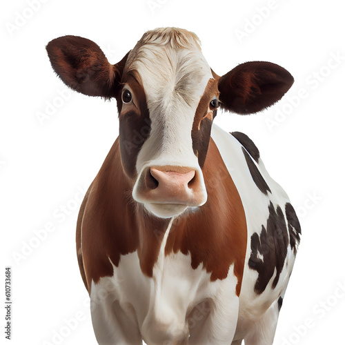 portrait of a cow on transparent background PNG for project decoration.