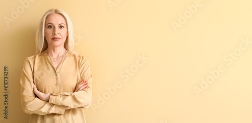 Stylish mature blonde woman...