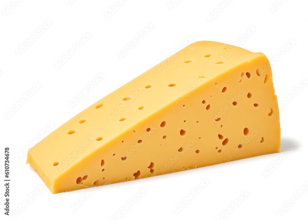 piece of cheese isolated on white, generative ai
