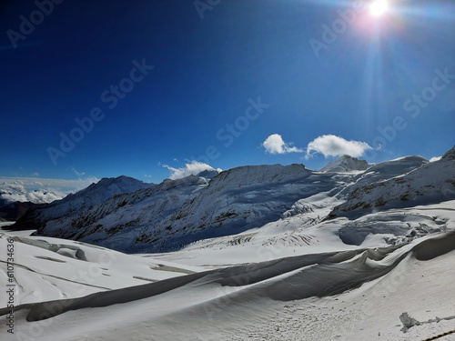 snow covered mountains in winter