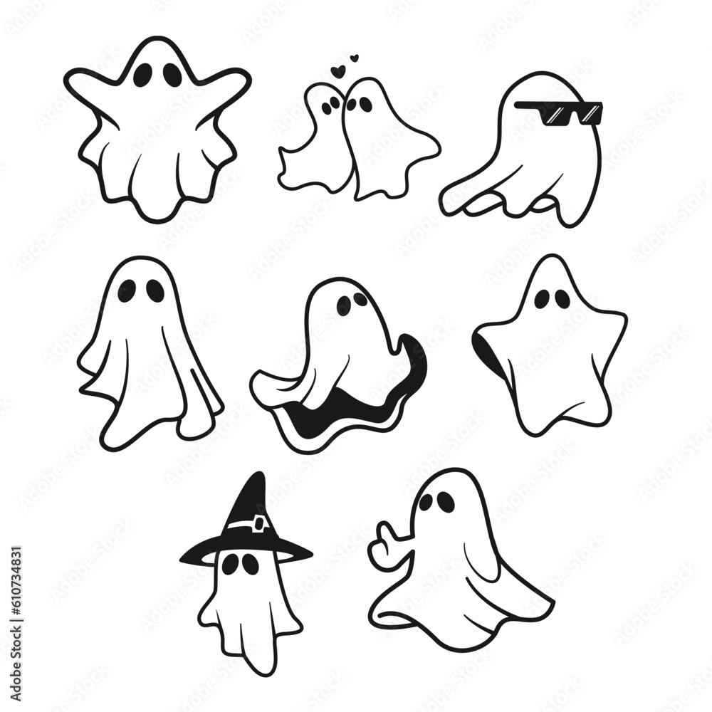 Spooky ghost icon halloween cartoon character doodle illustration Spooky ghost icon halloween cartoon character doodle illustration