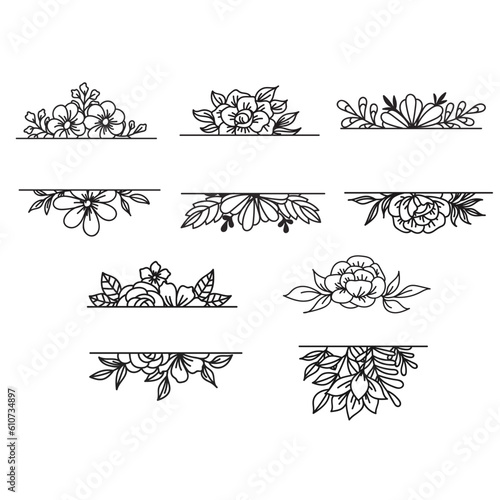 Sunflower, Flower , Monogram Frame , Split Monogram, Floral Monogram, Floral Wedding Monogram