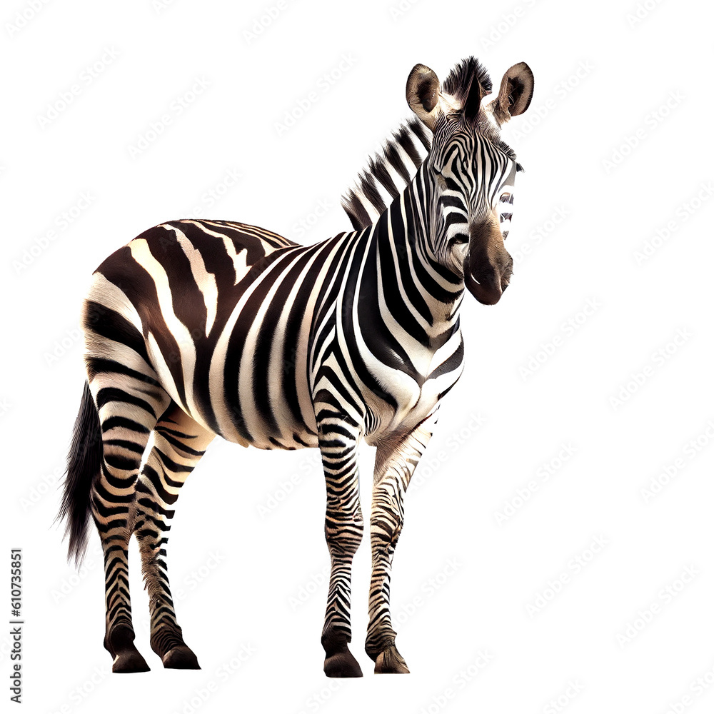zebra isolated on white - obrazy, fototapety, plakaty 