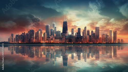 Chicago skyline AI-generated © Veniamin Kraskov