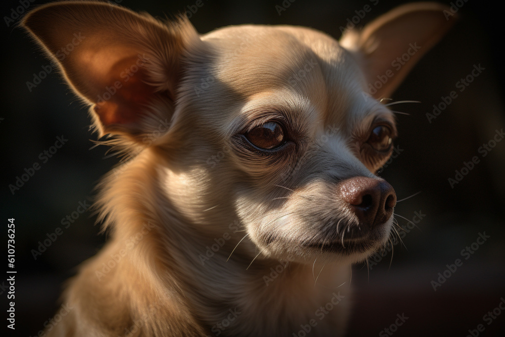 Portrait of a dog of the Chihuahua breed close-up, generative ai