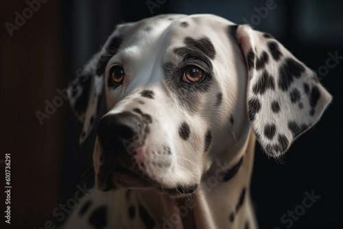 Portrait of a dog of the Dalmatian breed close-up, generative ai © Henryzoom
