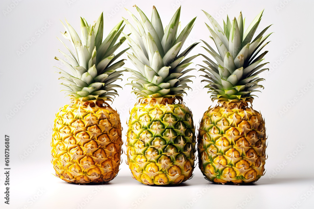 pineapples isolated on a white studio background generative ai pineapples isolated on a white studio background generative ai