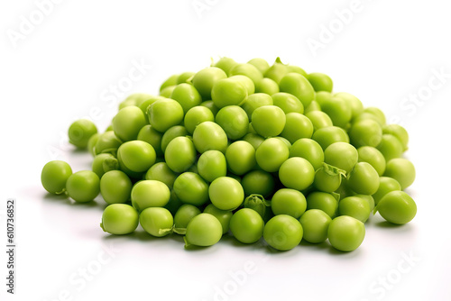 Peas on a white studio background generative ai