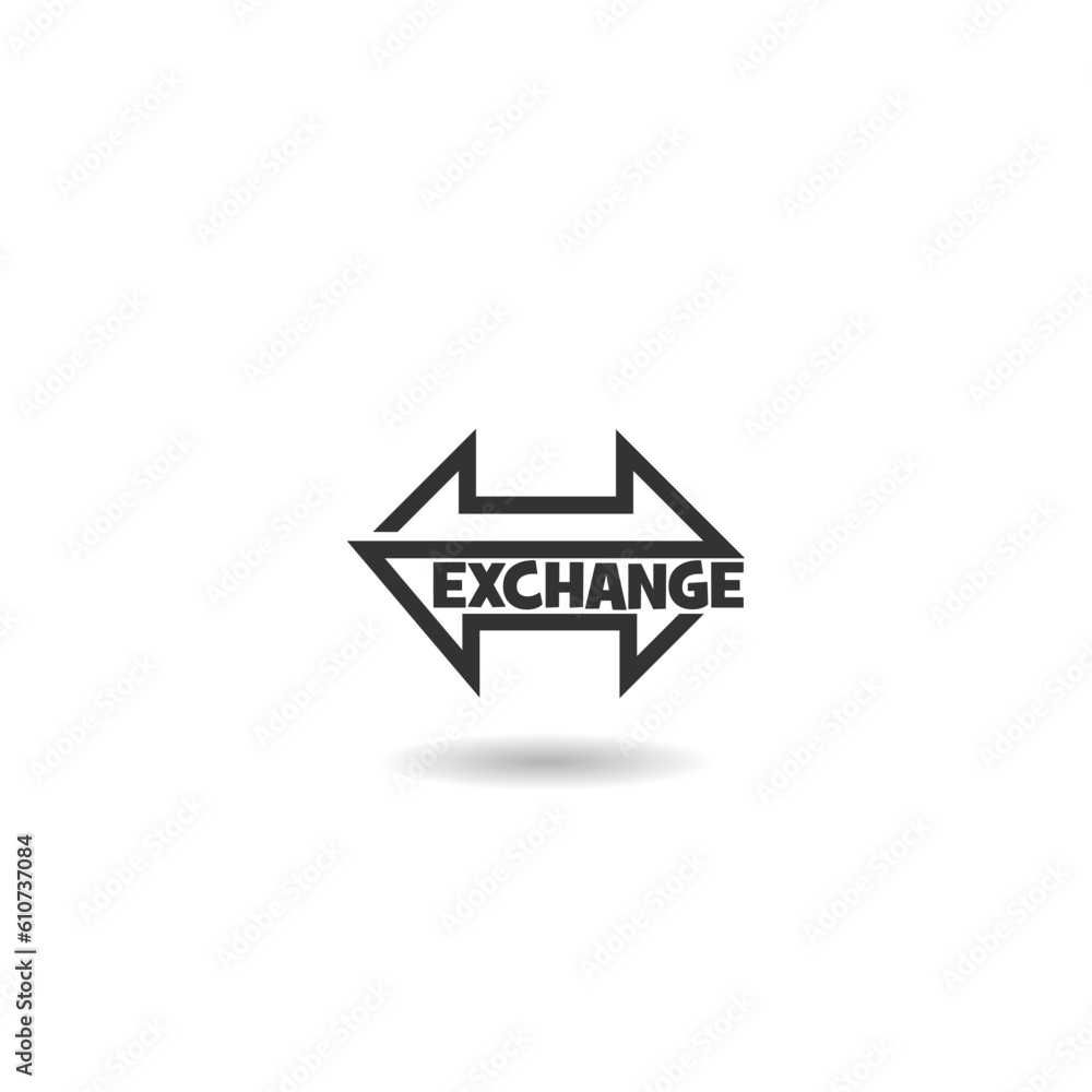 Currency exchange and exchange arrow icon with shadow Currency exchange and exchange arrow icon with shadow