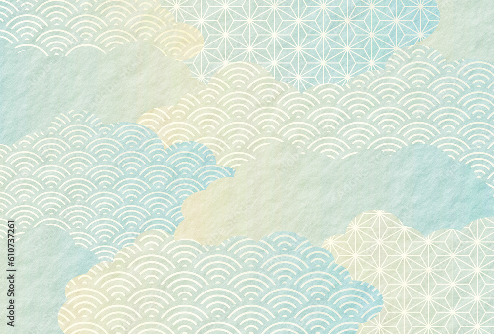Fototapeta premium お中元 暑中見舞い 和柄 雲の和紙の背景