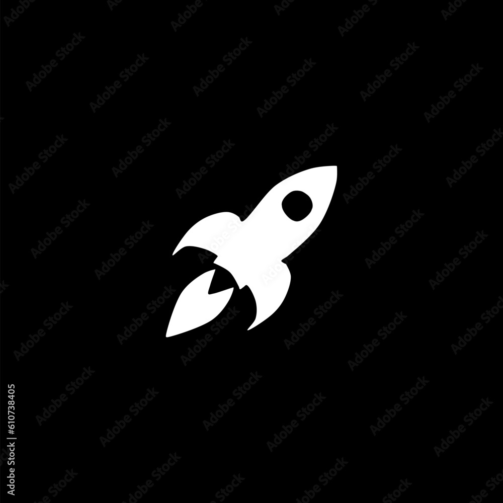 Fototapeta premium Rocket hand drawn icon isolated on black background 