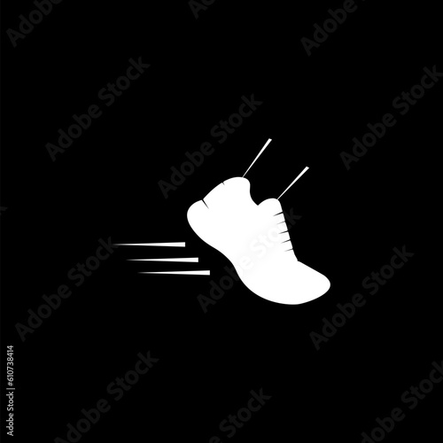 Running vector icon isolated on black background 