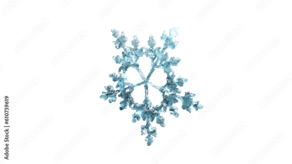 Snowflake frozen water close up 3d render Snowflake frozen water close up 3d render