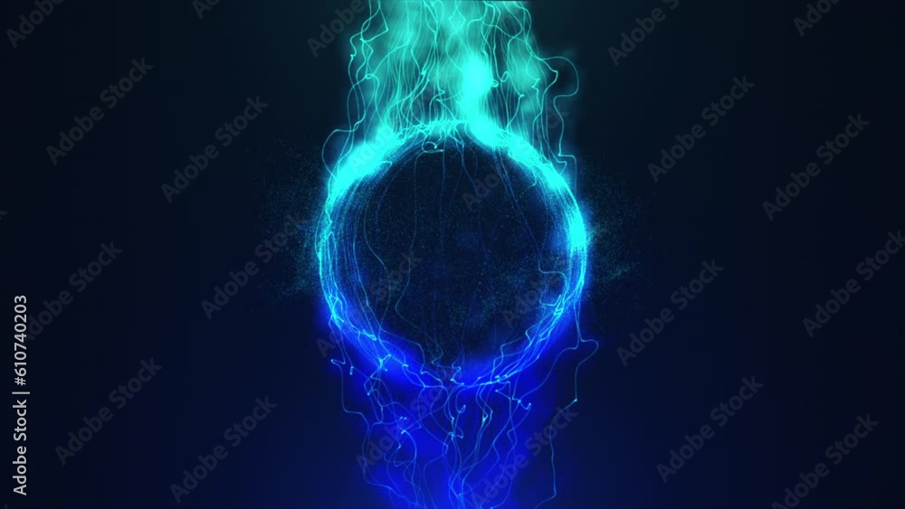 Abstract energy animated background. Blue energy flow with soft smoke ...