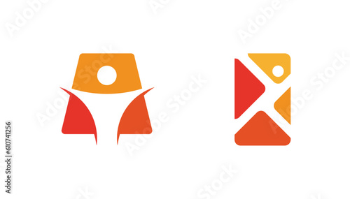 Set of cool and creative human logos divided in 3 and 4 sections