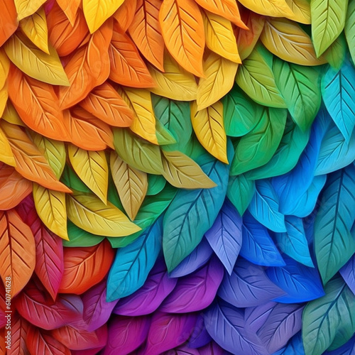 background of saturated multi-colored leaves  abstract image of leaves of different colors