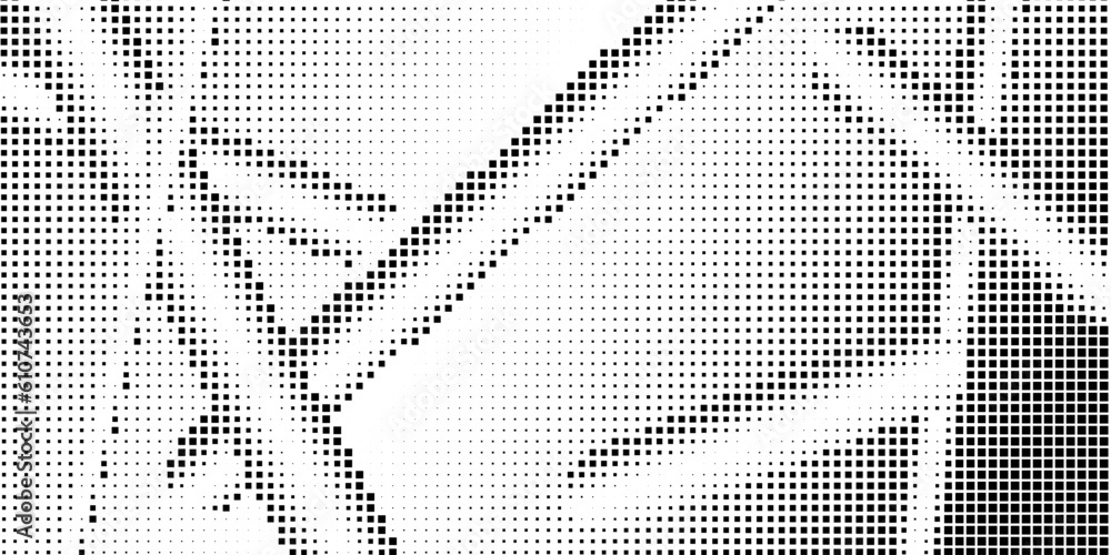 Fototapeta premium Halftone monochrome pattern with squares. Shades of grey. Minimalism, vector. Black and grey dots on white background. Background for posters, websites, business cards, postcards.