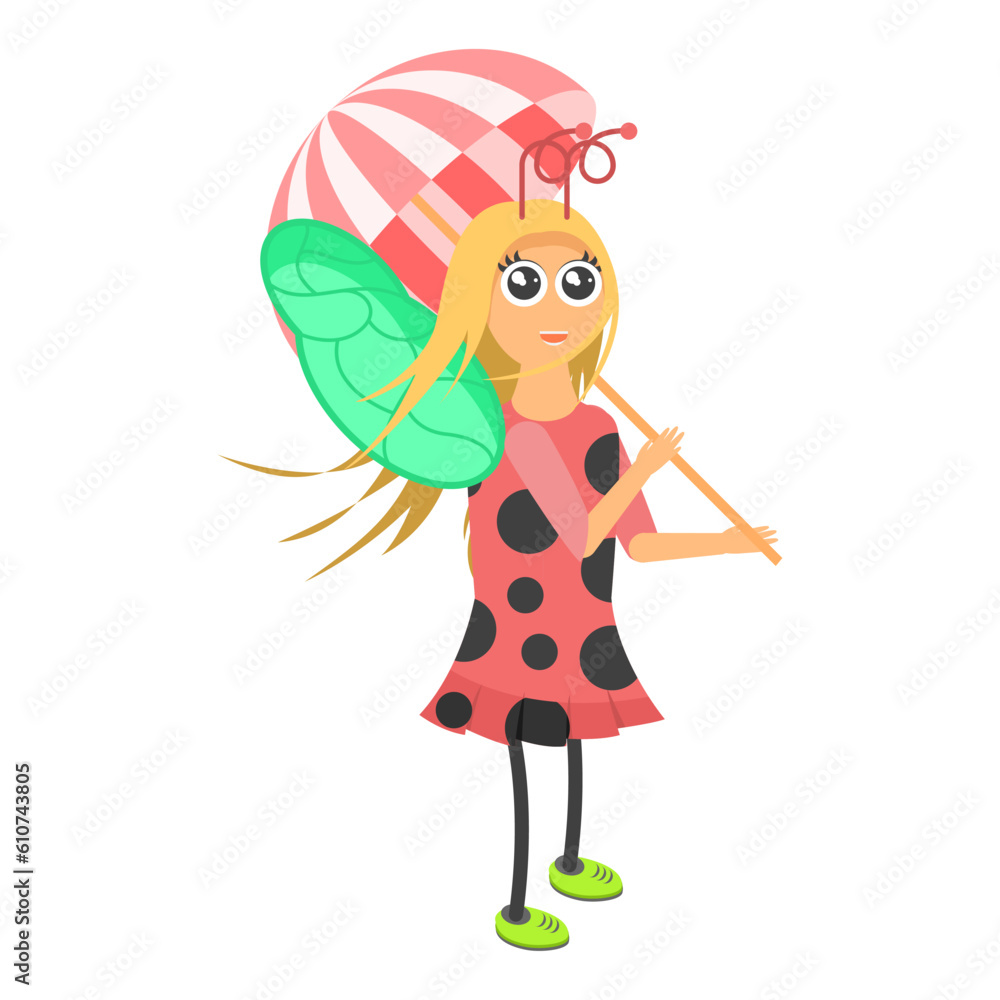 Abstract Flat Cartoon Different Animal Insect Girl Ladybug With Umbrella Vector Design Style Elements Fauna Wildlife Abstract Flat Cartoon Different Animal Insect Girl Ladybug With Umbrella Vector Design Style Elements Fauna Wildlife