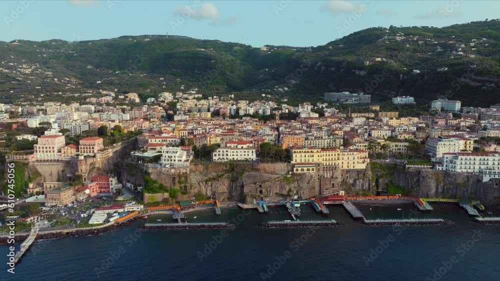 Drone flight over the city of Sorretno in Italy Drone flight over the city of Sorretno in Italy