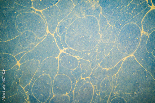 Ebru art. Traditional Turkish Ebru technique. Painting on water, followed by paper prints. Color paint ebru with waves and tile pattern.