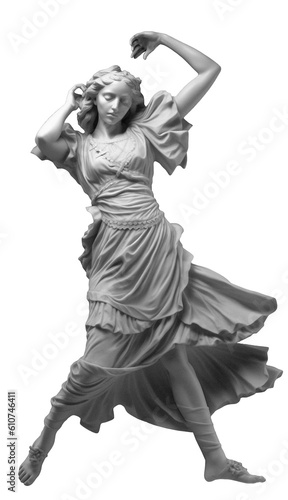 dancing woman white marble statue
